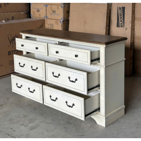 B747 - 31 : Tủ 6 Ngăn Kéo Giả Cổ - Màu Trắng Sương Mù